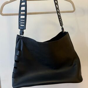 Vince Leather Black Leather Shoulder Bag